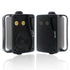 3-Way Waterproof Wall Mount Speakers in Black, 200W Peak, Pair, ABS Set