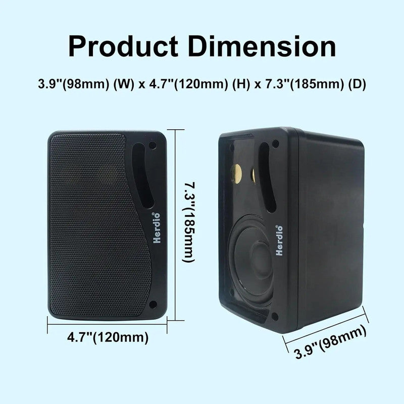 3-Way Waterproof Wall Mount Speakers in Black, 200W Peak, Pair, ABS Set