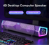 Computer Bluetooth RGB Light Speaker in Black, 4D Stereo Sound, USB Set