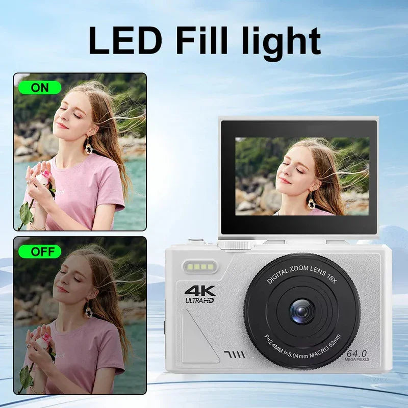 Digital Camera with 3.0 Flip Screen White