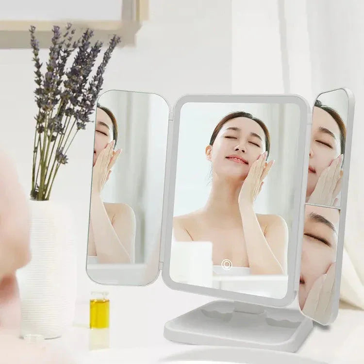 Trifold LED Makeup Mirror Beauty Lights
