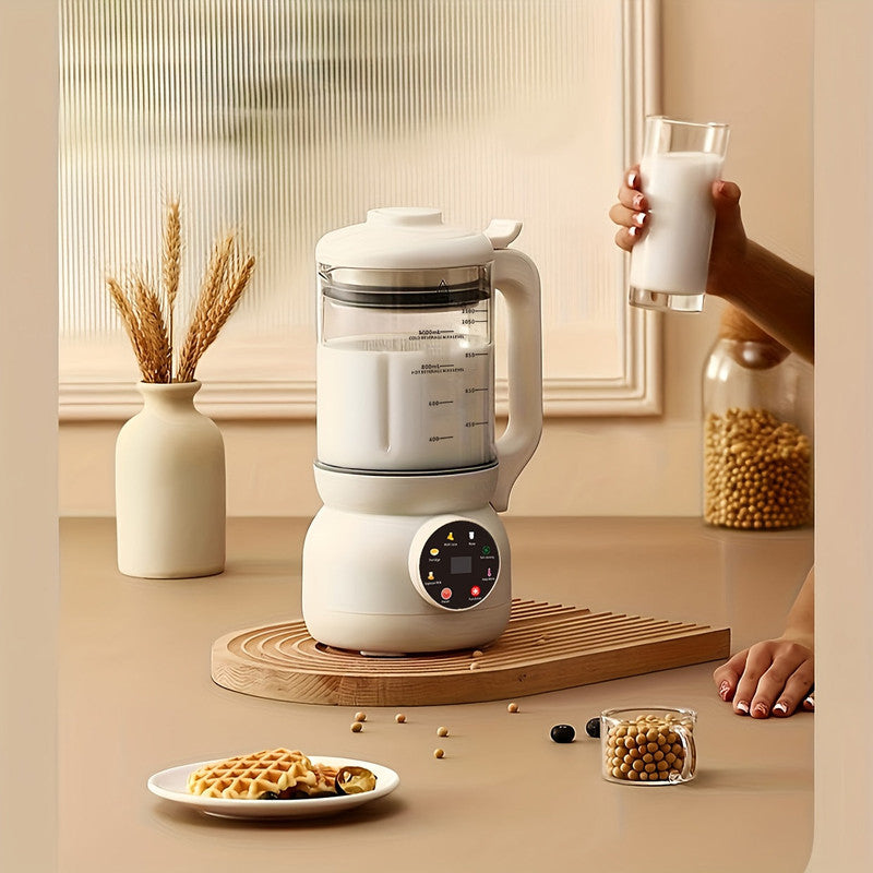 Automatic Nut Milk Maker with Rotating Cleaning Brush, 600W Motor, Delay Start