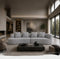 Arco 3 Seater Compressed Sofa Ribbed Fabric 30D Foam Light Grey