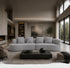 Arco 3 Seater Compressed Sofa Ribbed Fabric 30D Foam Light Grey