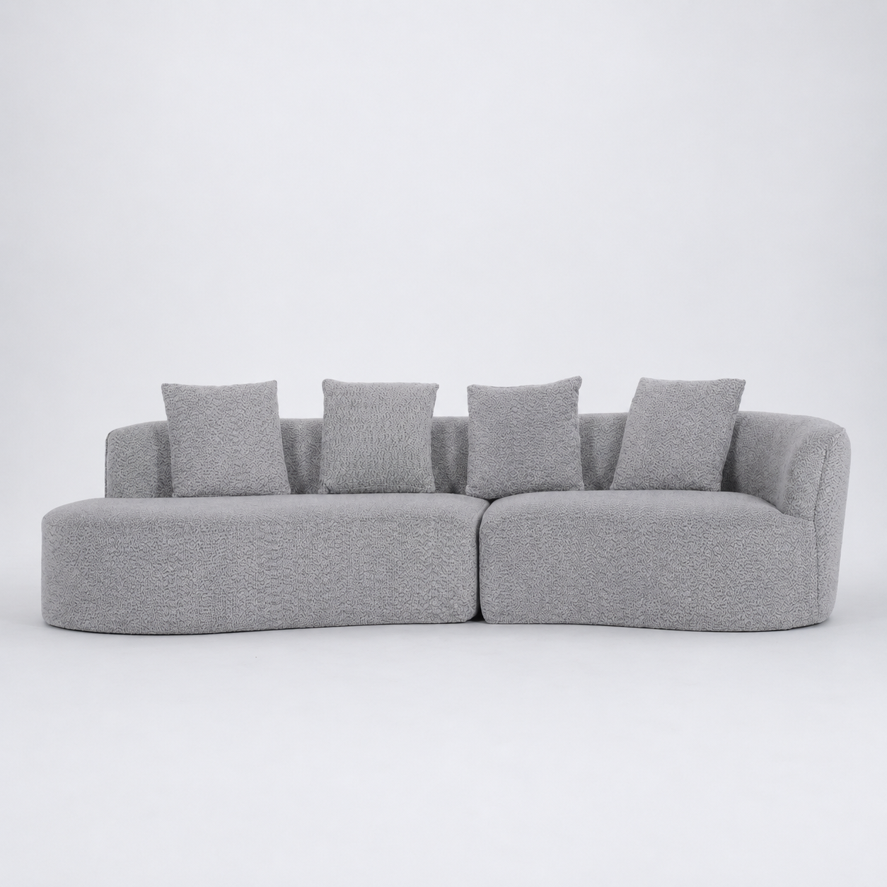 Arco 3 Seater Compressed Sofa Ribbed Fabric 30D Foam Light Grey