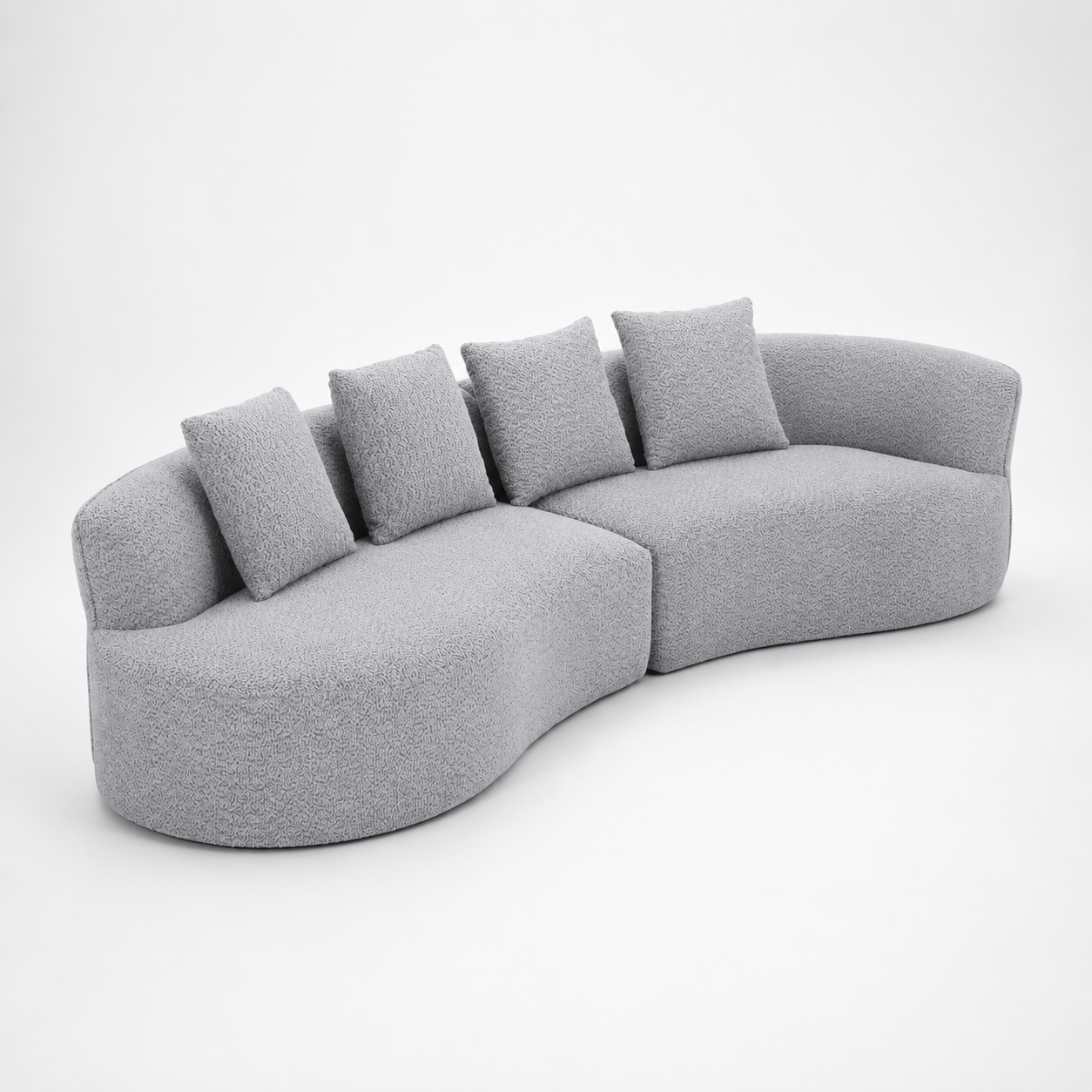 Arco 3 Seater Compressed Sofa Ribbed Fabric 30D Foam Light Grey