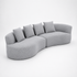 Arco 3 Seater Compressed Sofa Ribbed Fabric 30D Foam Light Grey