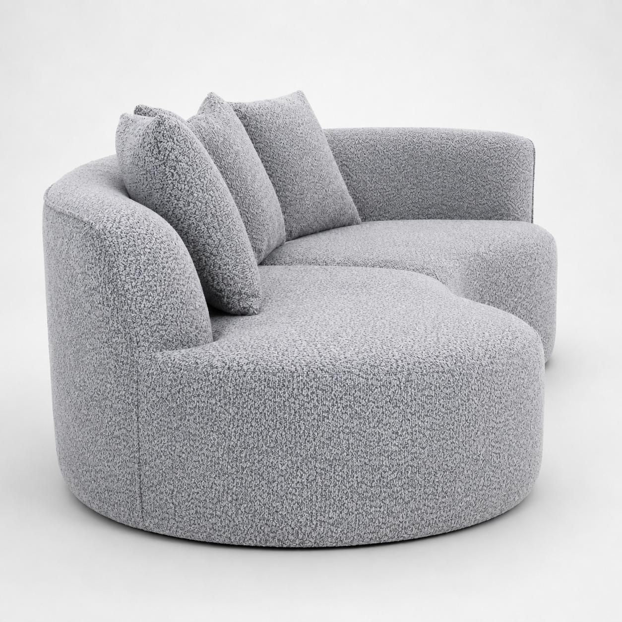 Arco 3 Seater Compressed Sofa Ribbed Fabric 30D Foam Light Grey