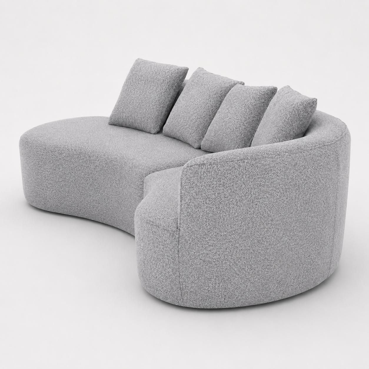 Arco 3 Seater Compressed Sofa Ribbed Fabric 30D Foam Light Grey