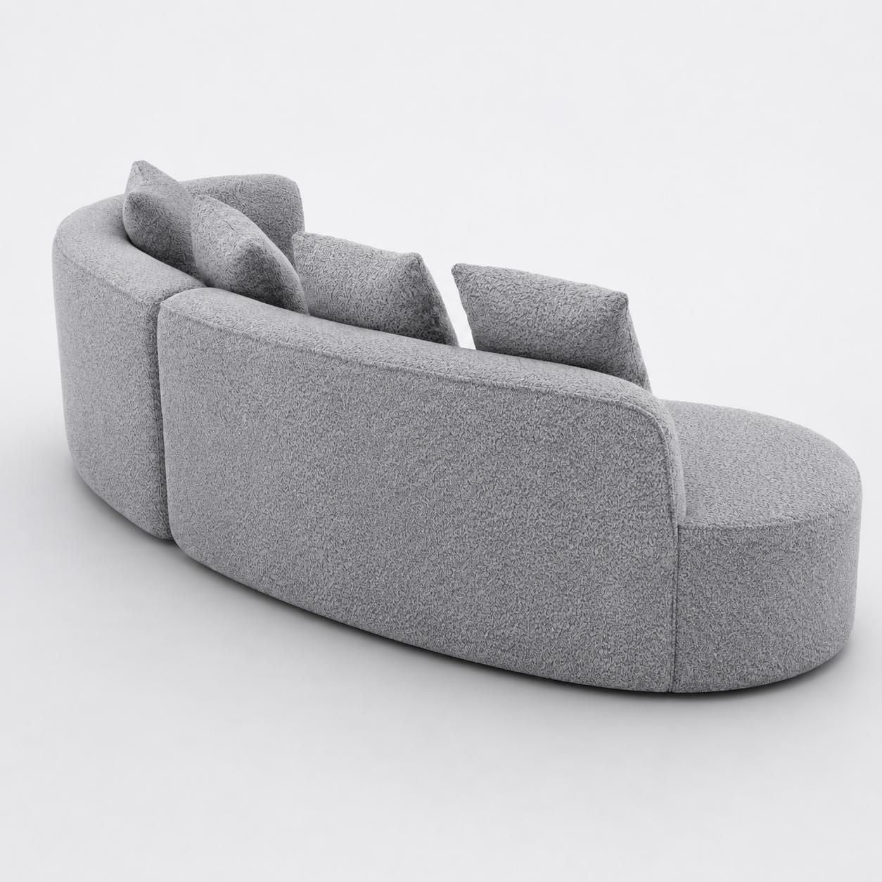 Arco 3 Seater Compressed Sofa Ribbed Fabric 30D Foam Light Grey