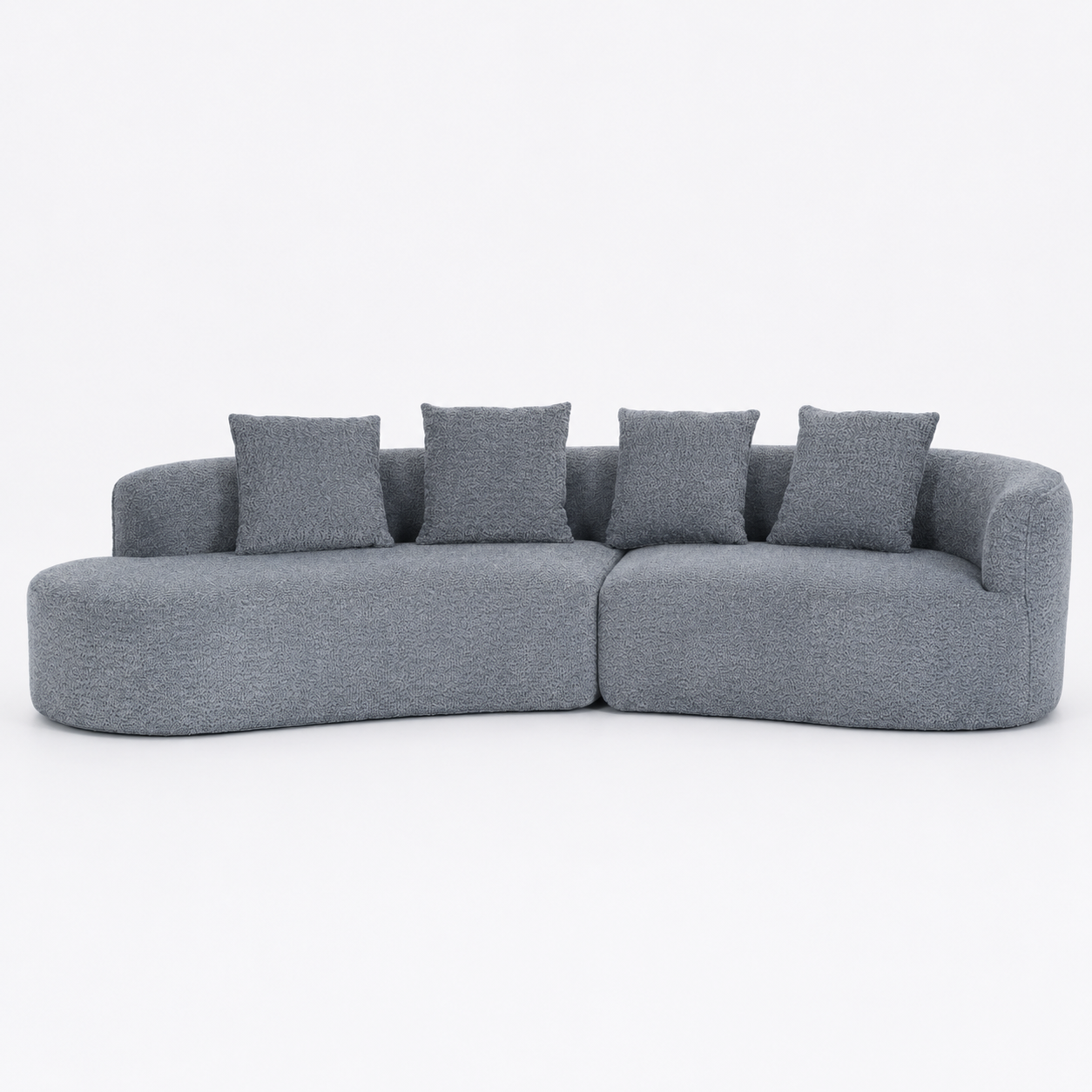 Arco 3 Seater Compressed Sofa Ribbed Fabric 30D Foam Dark Grey