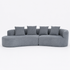 Arco 3 Seater Compressed Sofa Ribbed Fabric 30D Foam Dark Grey