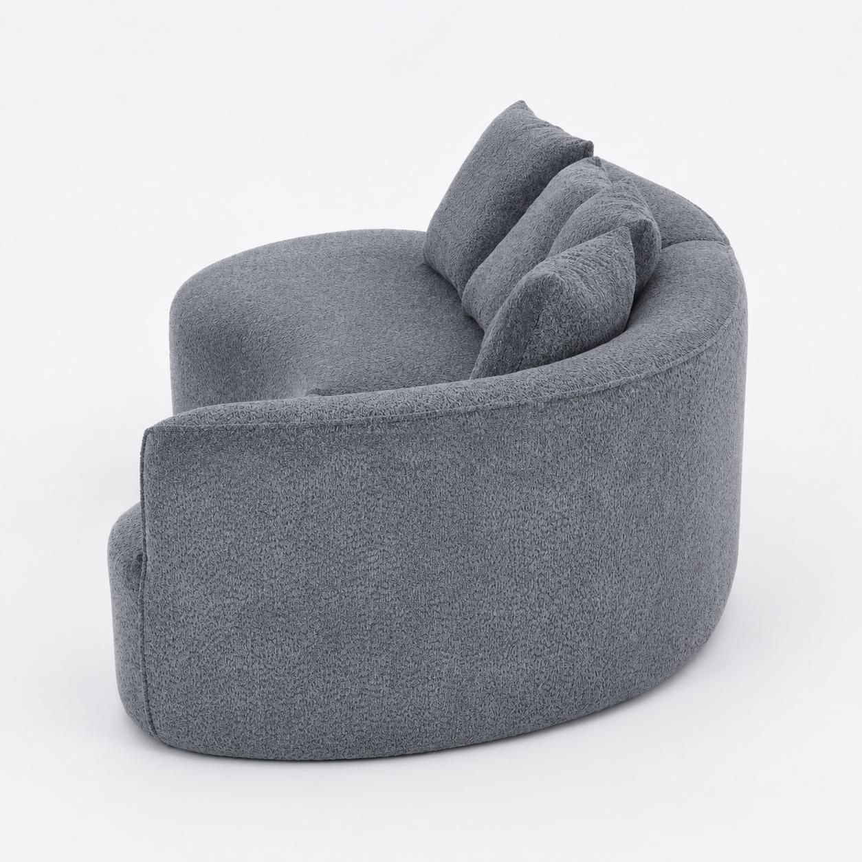 Arco 3 Seater Compressed Sofa Ribbed Fabric 30D Foam Dark Grey
