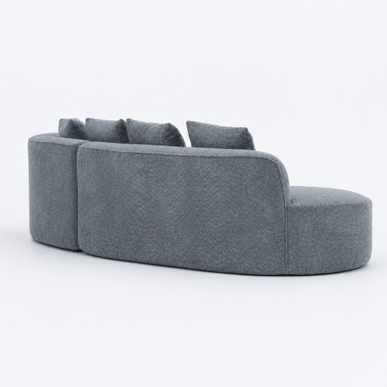 Arco 3 Seater Compressed Sofa Ribbed Fabric 30D Foam Dark Grey