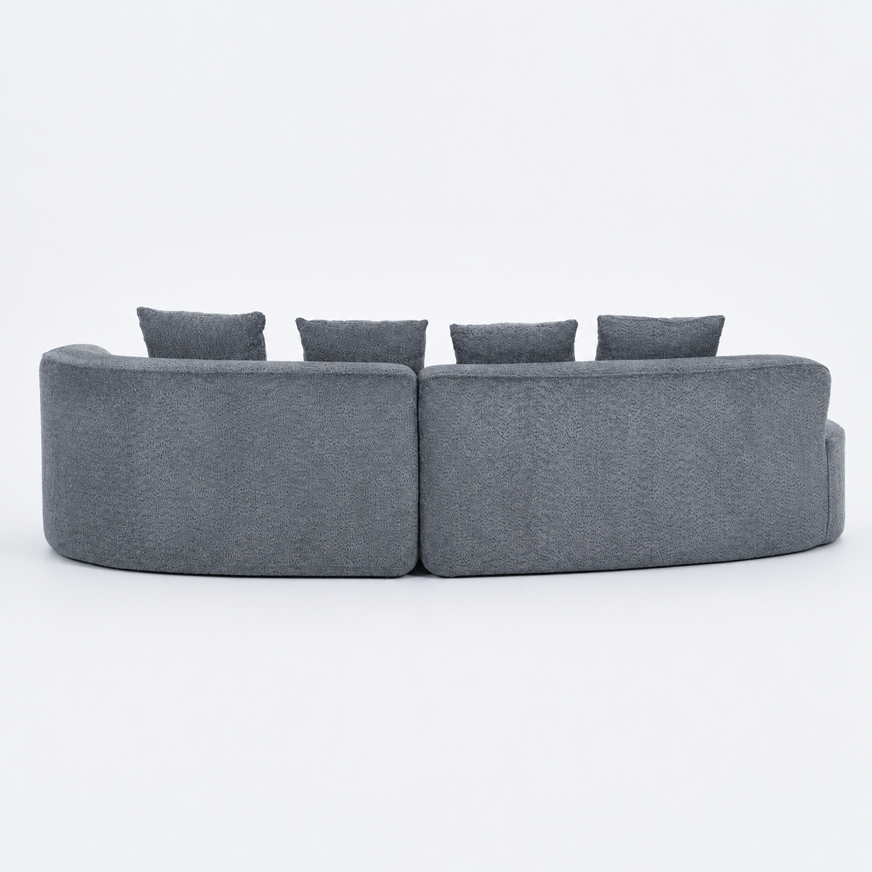 Arco 3 Seater Compressed Sofa Ribbed Fabric 30D Foam Dark Grey