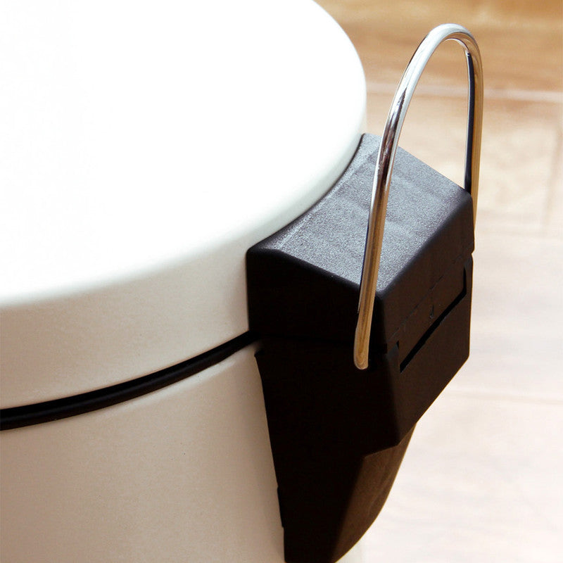 5L Round Lidded Trash Can Foot Pedal Garbage Bin for Kitchen Bathroom Hotel-White
