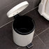 5L Round Lidded Trash Can Foot Pedal Garbage Bin for Kitchen Bathroom Hotel-White