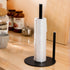 Iron Double Pole Paper Towel Holder for Kitchen Countertop Cling Film Storage Rack-Black