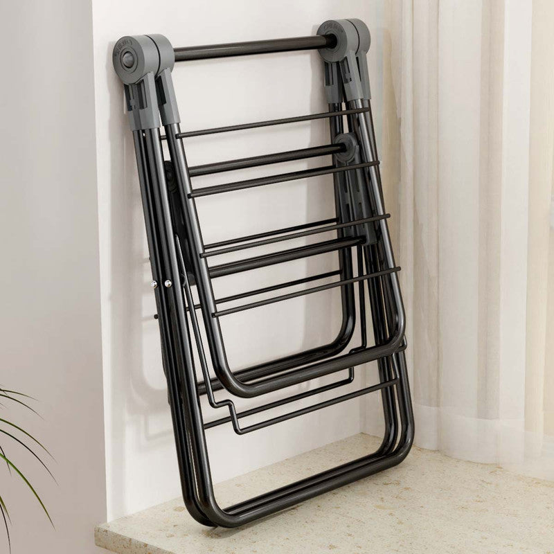 2-Tier Foldable Clothes Drying Rack  for Balcony Bay Window-White