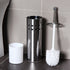 Stainless Steel Toilet Brush With Base and Long-Handled Brush for Bathroom Toilet Cleaning-Silver