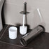 Stainless Steel Toilet Brush With Base and Long-Handled Brush for Bathroom Toilet Cleaning-Silver