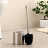 Long-Handled Toilet Brush With Glass Inner Liner For Bathroom Toilet Cleaning-Silver