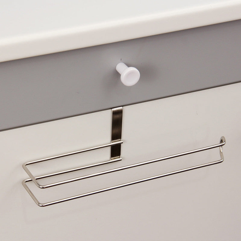 Stainless Steel No-punch Roll Paper Rack for Kitchen Cabinet Cling Film Storage Rack-Silver