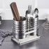 Stainless Steel Double-Tube Cutlery Basket With Storage Rack for Household Kitchen-Silver