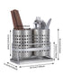 Stainless Steel Double-Tube Cutlery Basket With Storage Rack for Household Kitchen-Silver