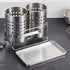 Stainless Steel Double-Tube Cutlery Basket With Storage Rack for Household Kitchen-Silver