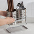 Stainless Steel Double-Tube Cutlery Basket With Storage Rack for Household Kitchen-Silver