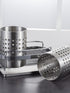 Stainless Steel Double-Tube Cutlery Basket With Storage Rack for Household Kitchen-Silver