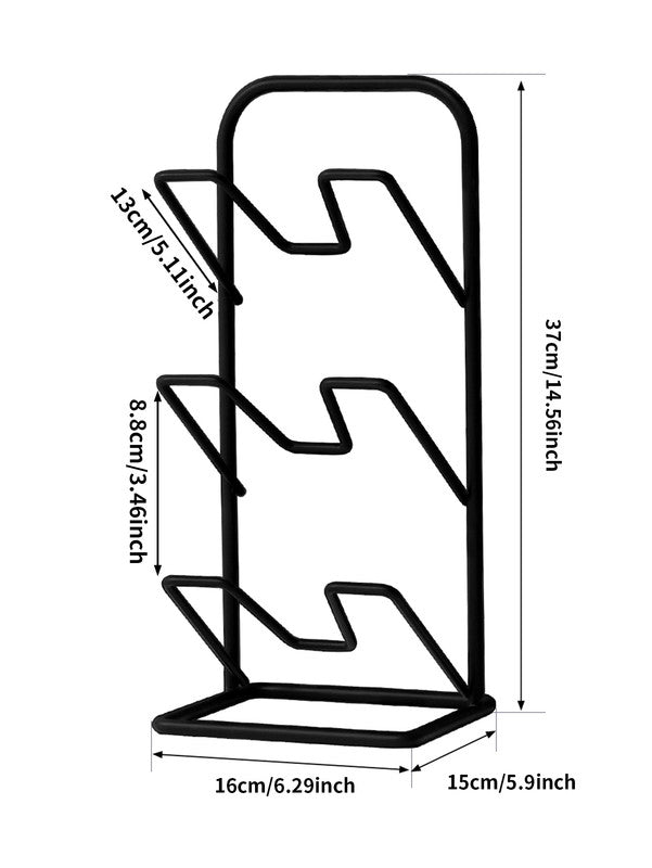 Three-layer Pot Lid Rack Kitchen Countertop Organizer for Cutting Board-Black