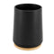 Plastic Toothbrush Cup with Bamboo Base Household Bathroom Essential-Black