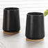Plastic Toothbrush Cup with Bamboo Base Household Bathroom Essential-Black