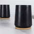 Plastic Toothbrush Cup with Bamboo Base Household Bathroom Essential-Black