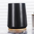 Plastic Toothbrush Cup with Bamboo Base Household Bathroom Essential-Black