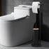 2-in-1 Iron Floor Standing Roll Paper Holder and Bamboo Lid Toilet Brush For Bathroom and Toilet-Black
