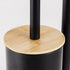 2-in-1 Iron Floor Standing Roll Paper Holder and Bamboo Lid Toilet Brush For Bathroom and Toilet-Black