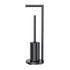 2-in-1 Floor Standing Roll Paper Holder and Toilet Brush For Bathroom and Toilet-Black