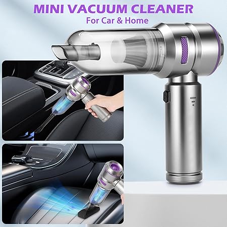 Car Vacuum Cleaner,19000PA High Power Mini Vacuum Cleaner,Rechargeable Handheld Vacuum,Portable Cordless Compressed Air Duster Air Blower for Car Home-Purple
