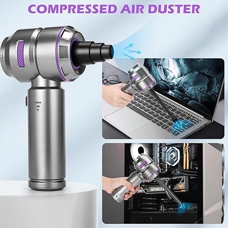 Car Vacuum Cleaner,19000PA High Power Mini Vacuum Cleaner,Rechargeable Handheld Vacuum,Portable Cordless Compressed Air Duster Air Blower for Car Home-Purple