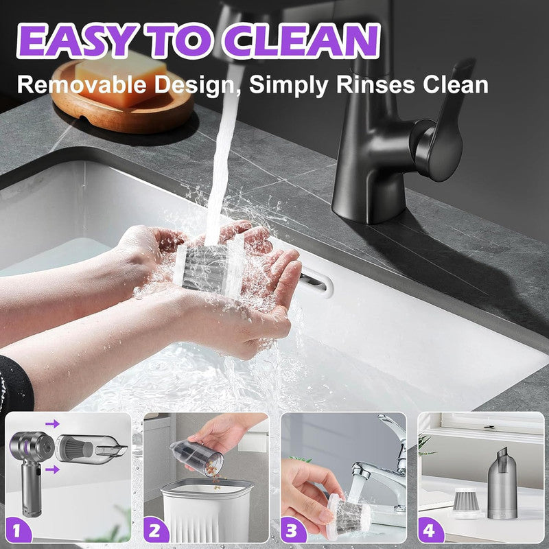 Car Vacuum Cleaner,19000PA High Power Mini Vacuum Cleaner,Rechargeable Handheld Vacuum,Portable Cordless Compressed Air Duster Air Blower for Car Home-Purple