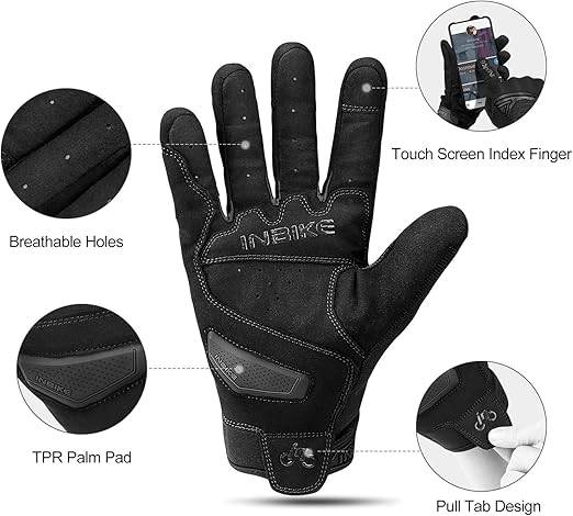 Breathable Mesh Motorcycle Gloves Touchscreen with TPR Palm Pad Hard Knuckle-Back-Medium