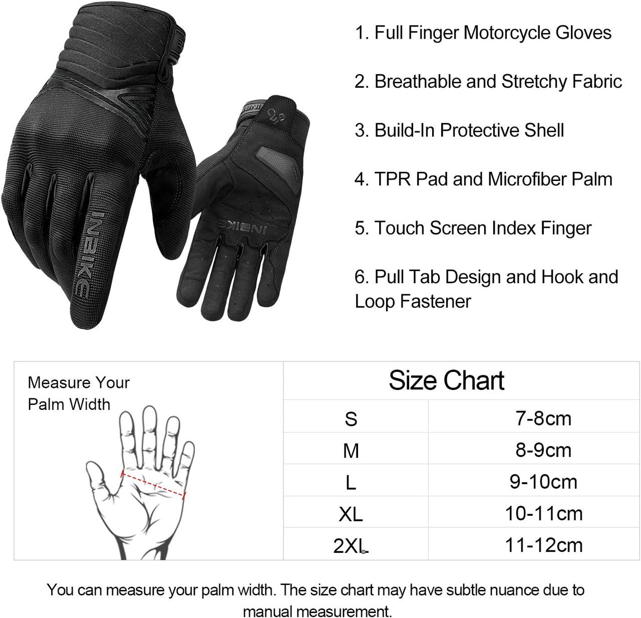 Breathable Mesh Motorcycle Gloves Touchscreen with TPR Palm Pad Hard Knuckle-Back-Small