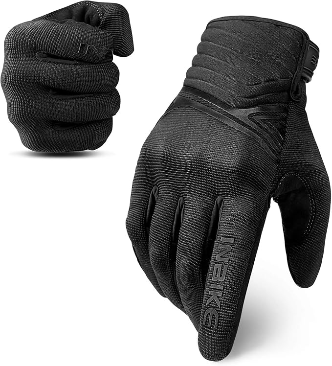 Breathable Mesh Motorcycle Gloves Touchscreen with TPR Palm Pad Hard Knuckle-Black-XXLarge