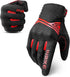 Breathable Mesh Motorcycle Gloves Touchscreen with TPR Palm Pad Hard Knuckle-Red-Small