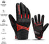Breathable Mesh Motorcycle Gloves Touchscreen with TPR Palm Pad Hard Knuckle-Red-XLarge