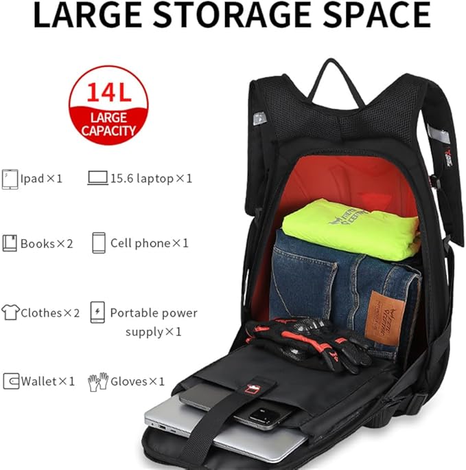 Motorcycle Backpack Waterproof Carbon Fiber-Black