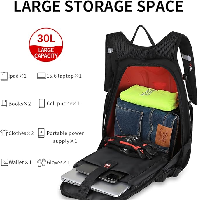 Motorcycle Backpack Waterproof Carbon Fiber-Blue